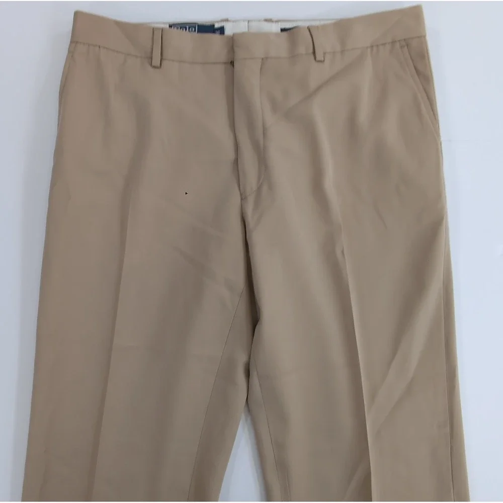 Vintage Polo Ralph Lauren Mens 38 Khaki Chinos Pants Made in Italy Cuffed Cotton
